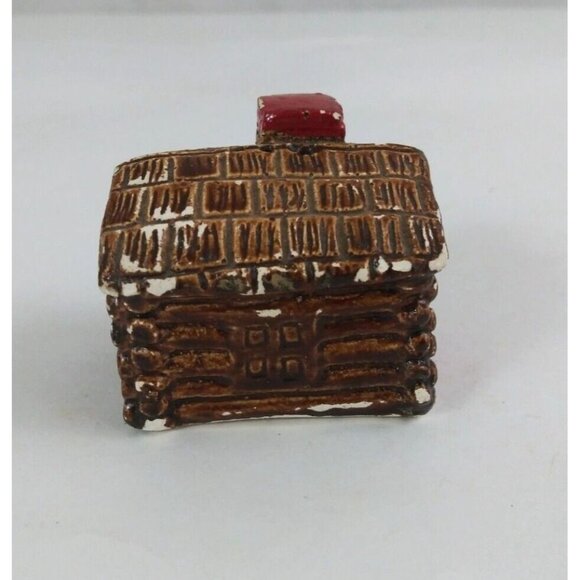 Vintage Chalk Ware Log Cabin 1.75" Salt & Pepper Shakers - Picture 9 of 13